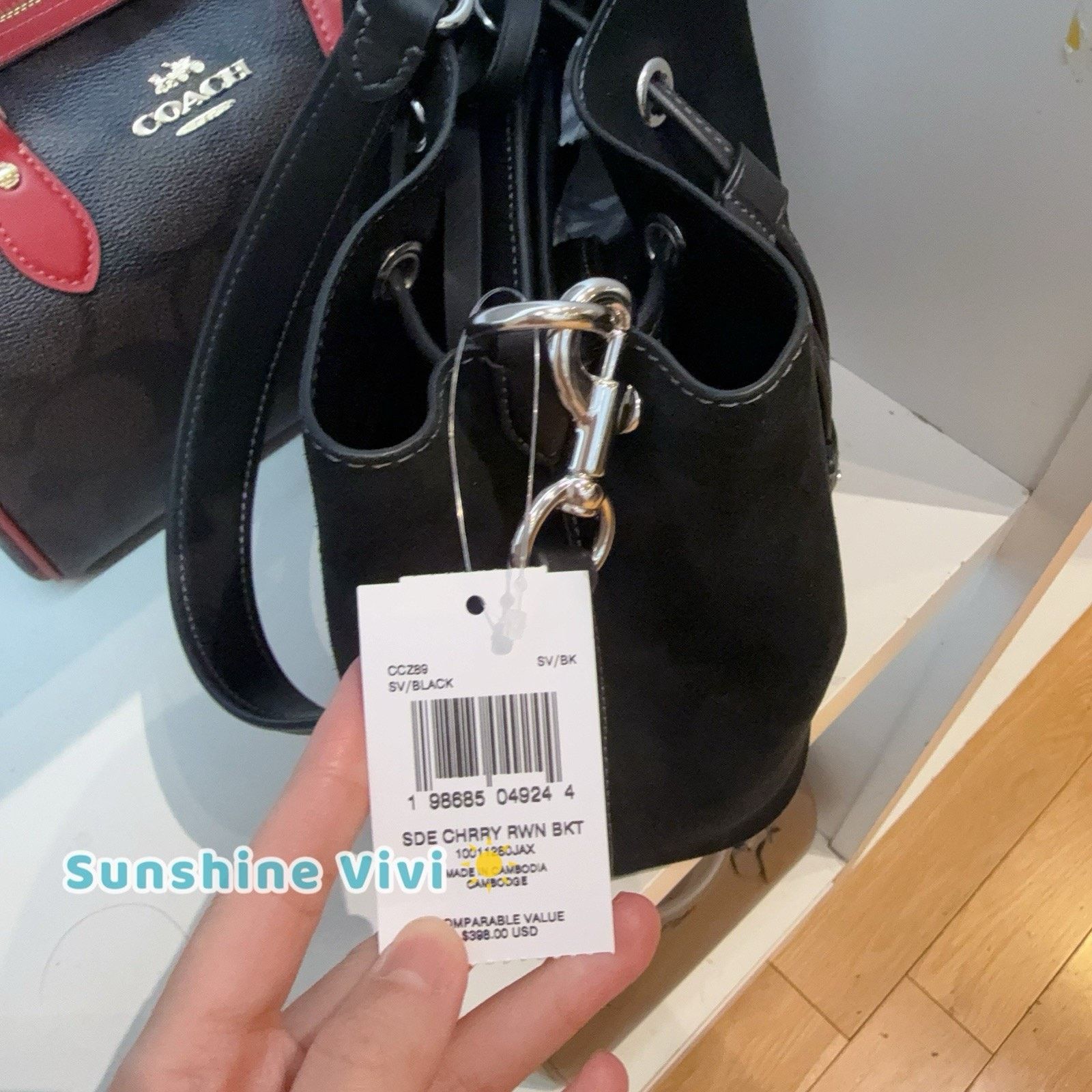Coach NWT Coach Rowan Bucket Bag Cherry Charm CCZ89 Suede Size ONE SIZE - 3 Thumbnail