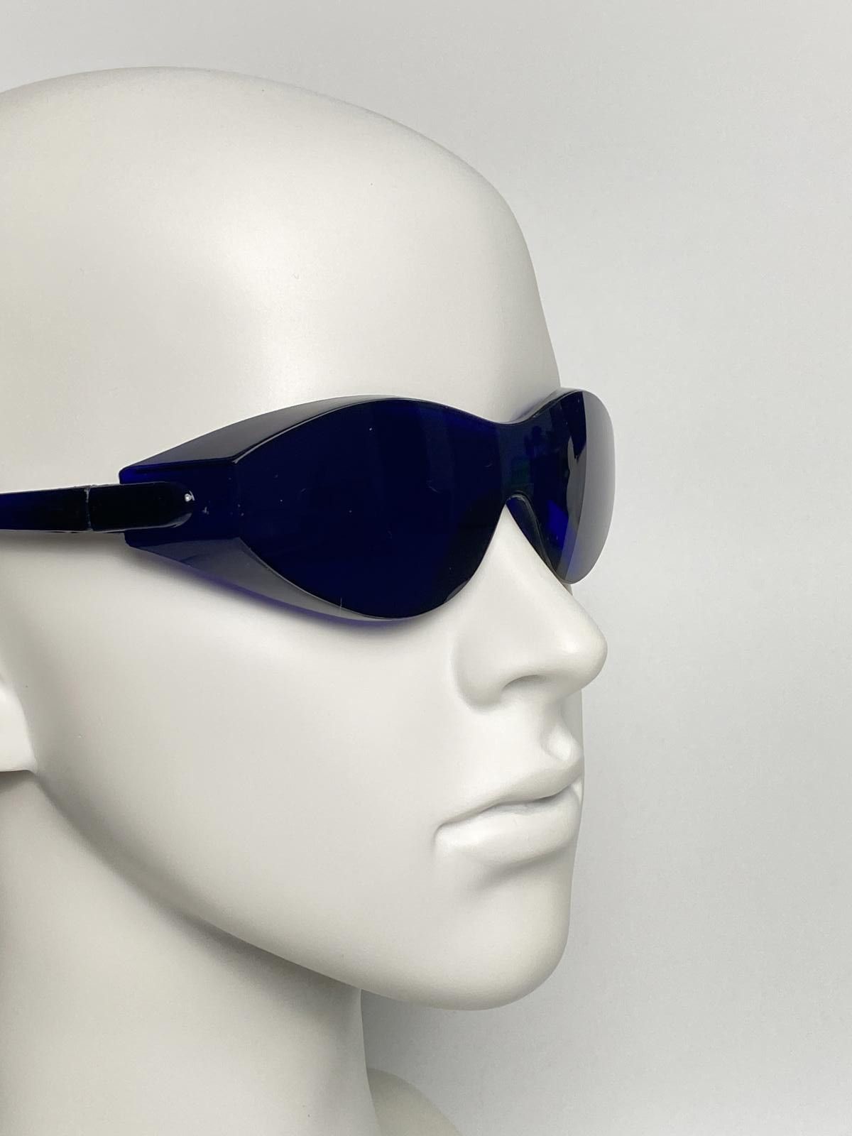 Japanese Brand Y2k Large Wide Safety Glasses Sunglasses Blue Unisex OS Size ONE SIZE - 3 Thumbnail