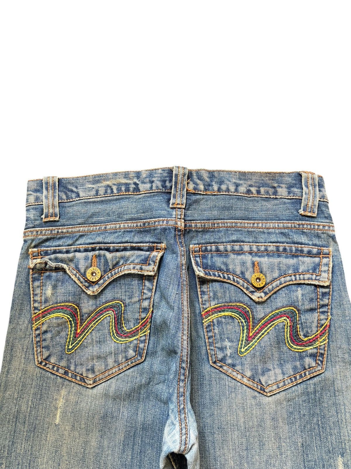 If Six Was Nine Vintage Japanese Nylaus Mud Wash Distressed Flare Jeans Size US 32 / EU 48 - 4 Thumbnail