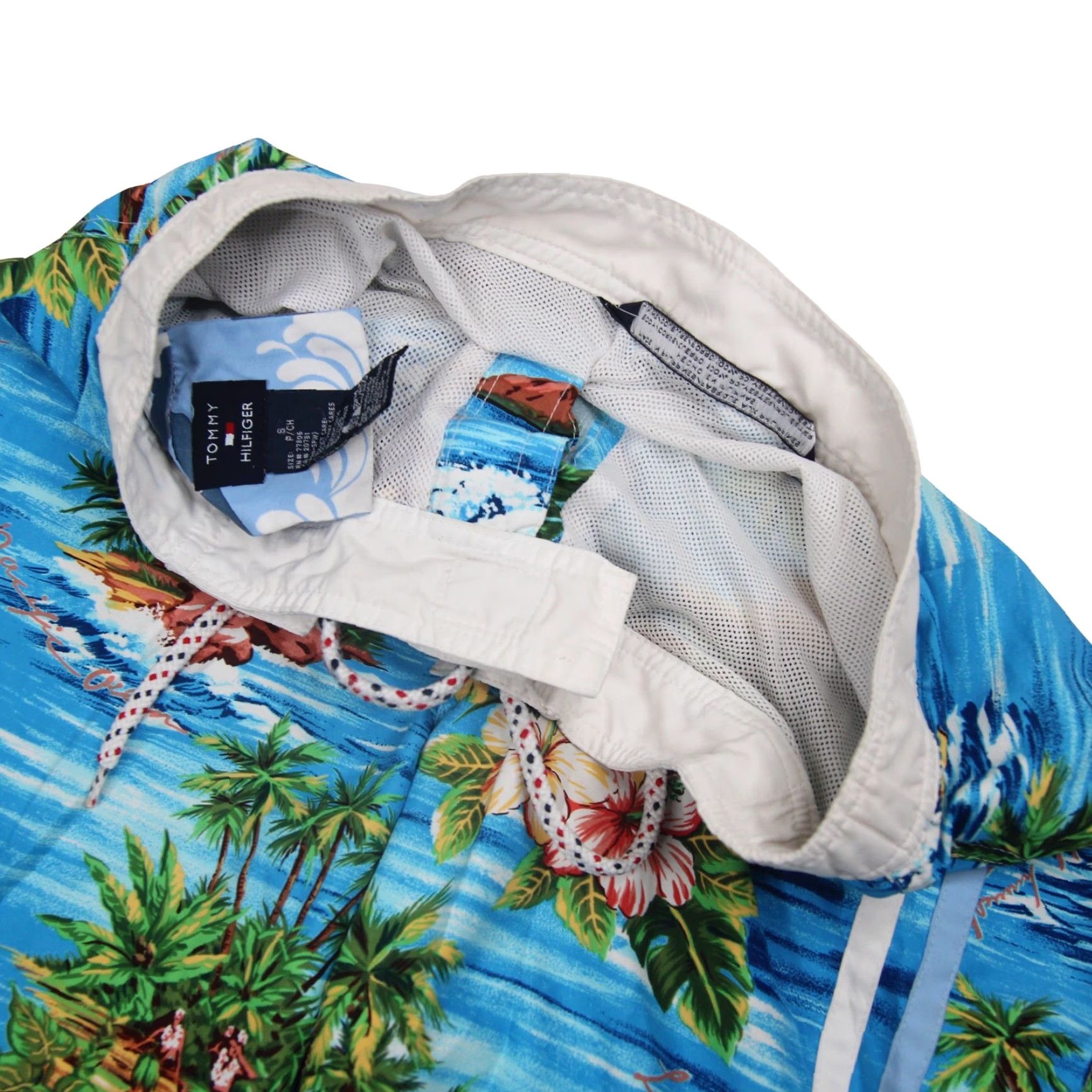 Tommy Hilfiger Tommy Hilfiger Mens Small Allover Tropical Print Swim Trunks Blue Size US 29 - 4 Thumbnail