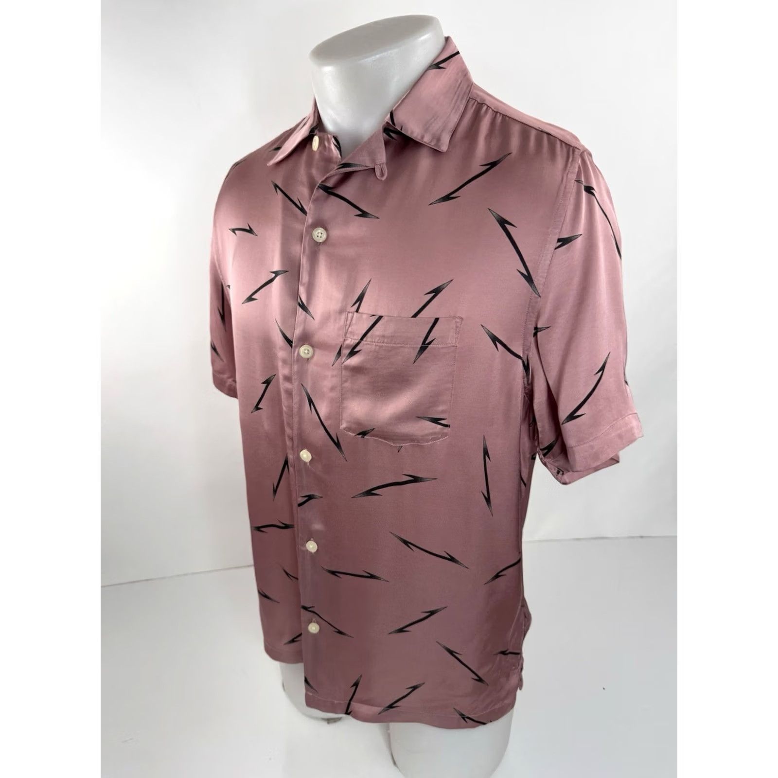 Allsaints ALL SAINTS POINTERS Shirt Shiny Print XS Pinkish Purple Mens Size US XS / EU 42 / 0 - 2 Thumbnail