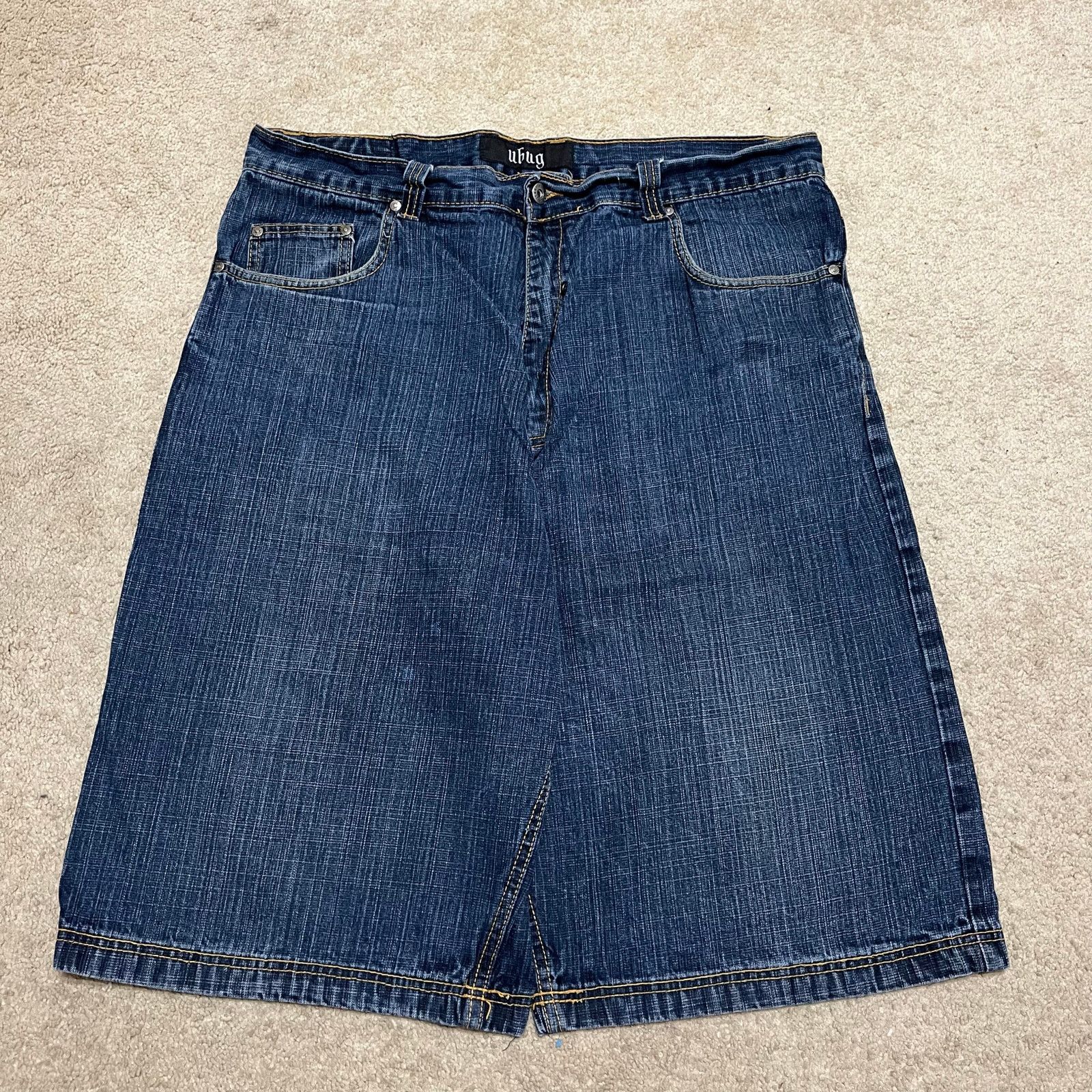 Other Ubug Y2K Baggy Skater Gold Embroidered Jorts 38W Size US 38 / EU 54 - 2 Thumbnail