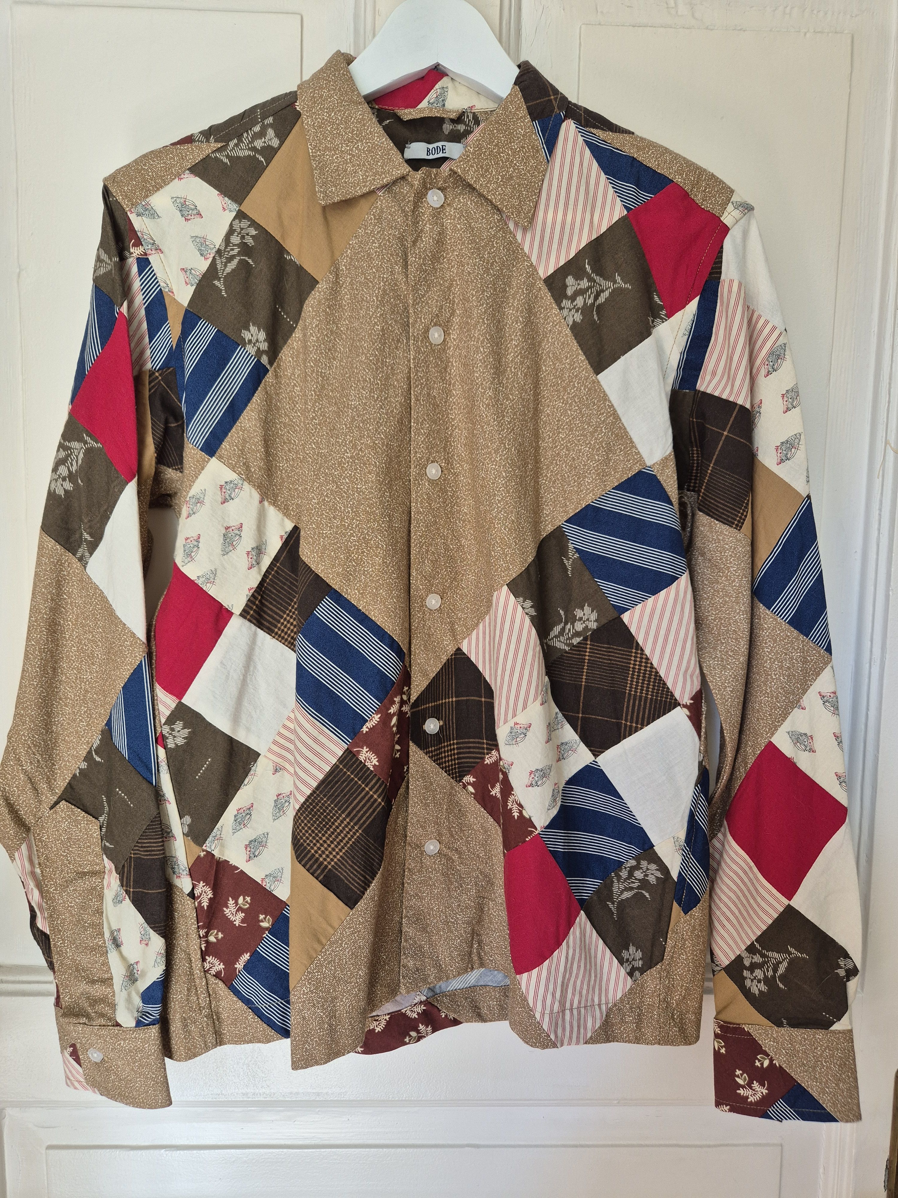 Bode Brown Pony Calico Quilt Shirt XS/S Size US S / EU 44-46 / 1 - 1 Thumbnail