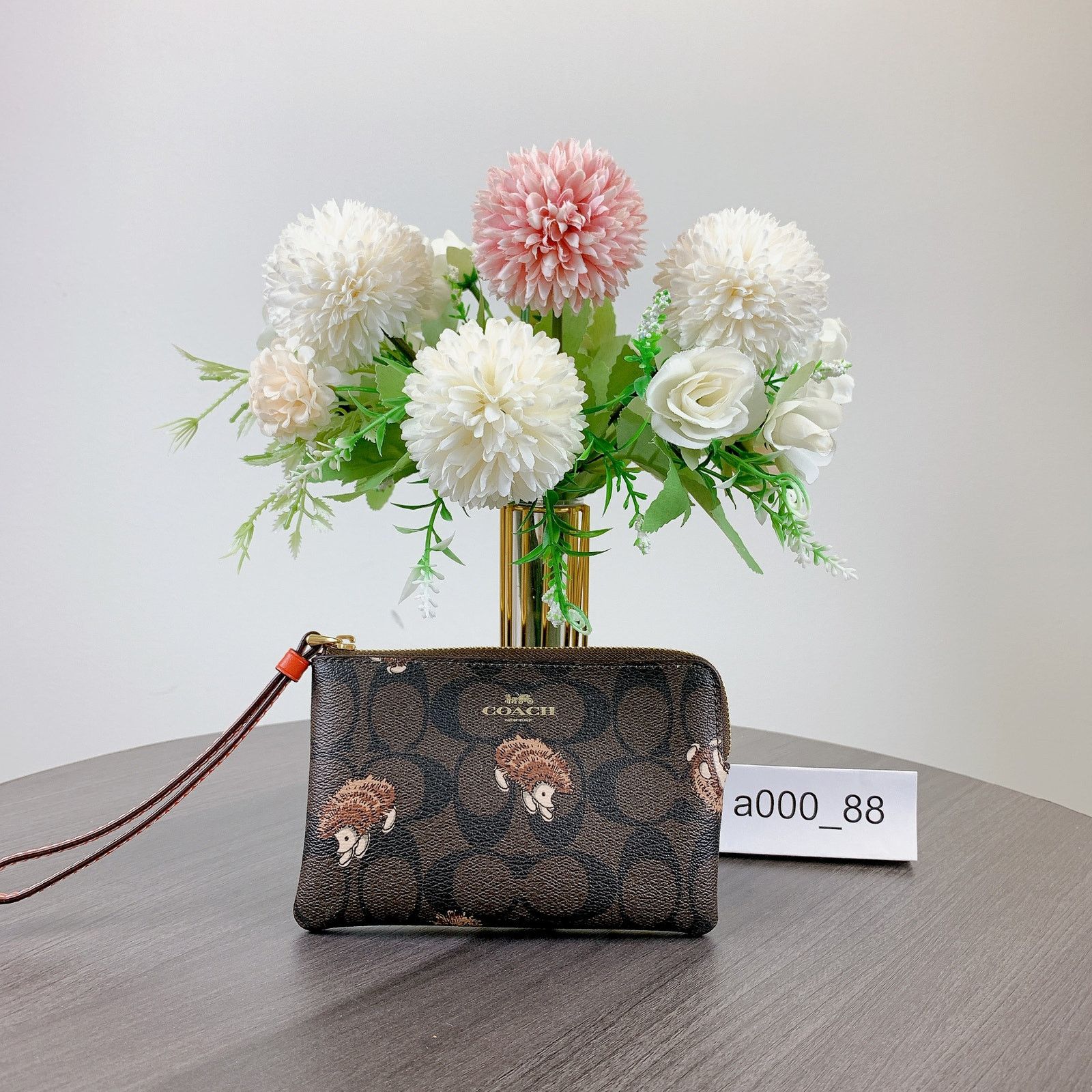 Coach Coach CC433 Corner Zip Wristlet In Signature Canvas IN Brown Size ONE SIZE - 1 Thumbnail