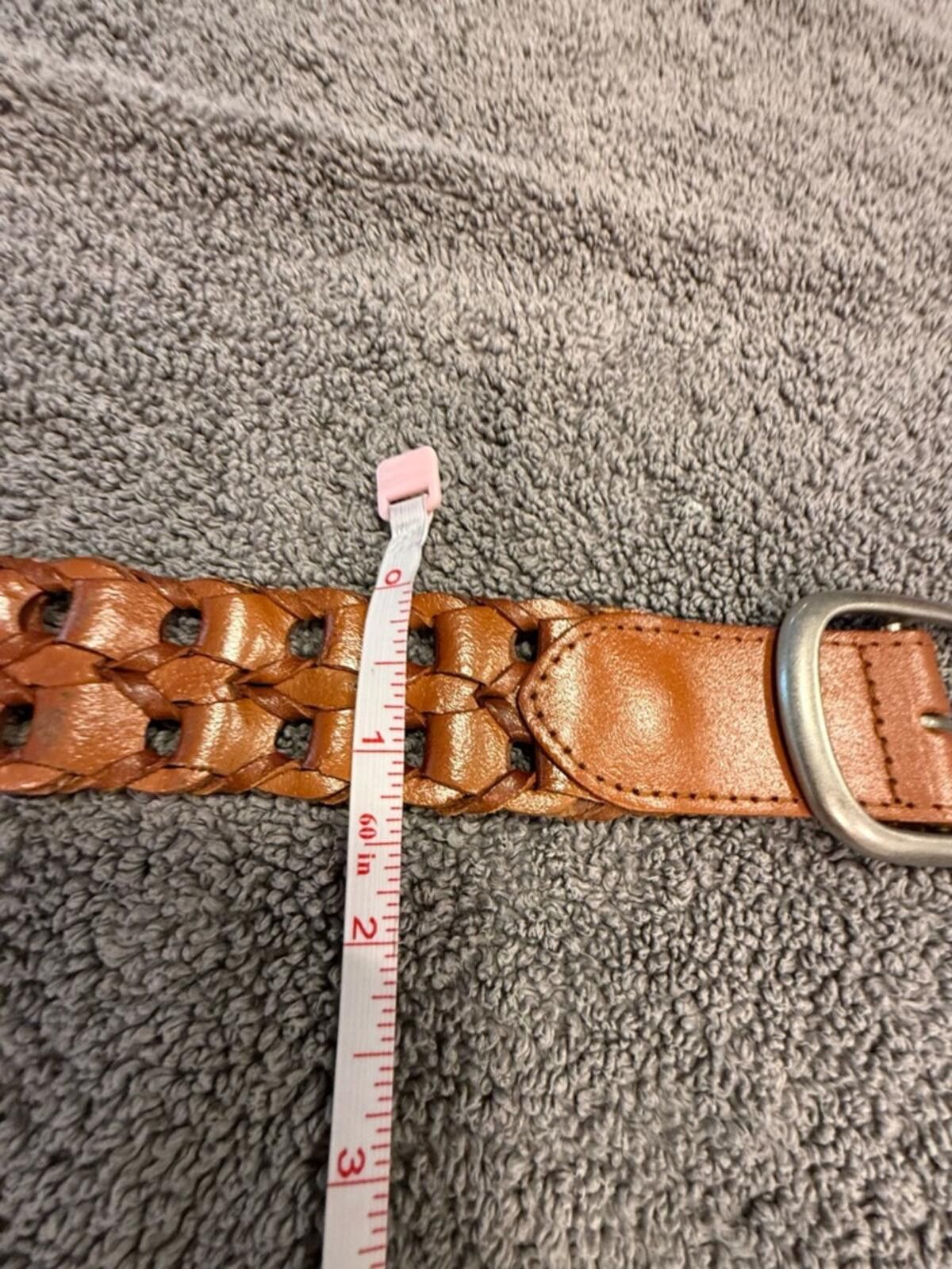 Old Navy Old Navy brown leather braided belt silver buckle L/XL Size ONE SIZE - 8 Thumbnail