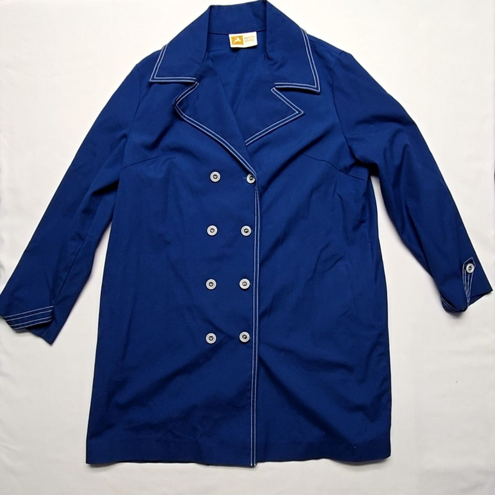 Other Vintage White Stag Blue Double Breasted Large Coat Size L / US 10 / IT 46 - 1 Thumbnail