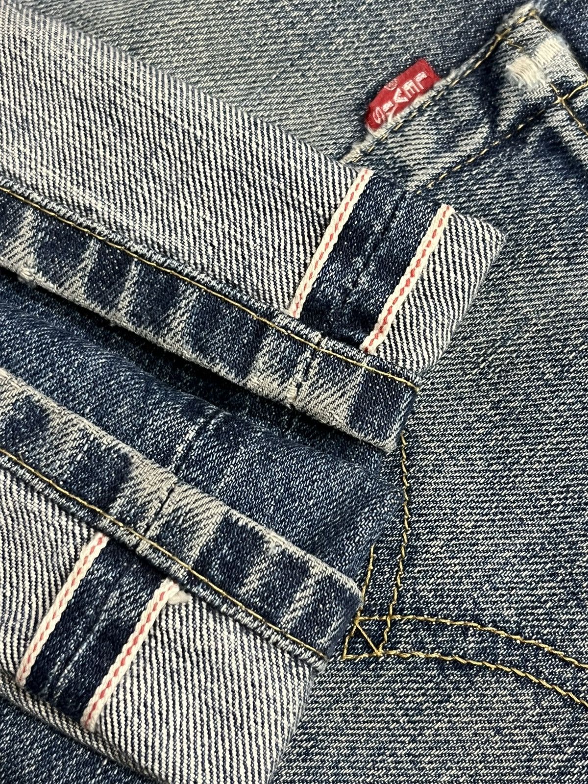 Levi's Levi’s 503BXX Big E Dark Blue Faded Distressed Selvedge Jean Size US 33 - 15 Thumbnail