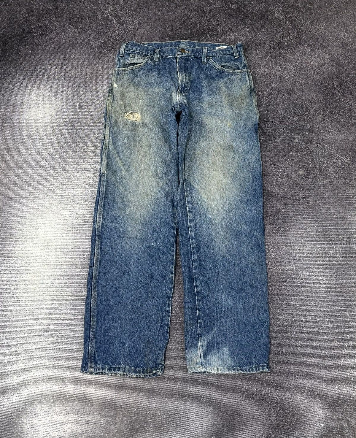 Dickies Vintage Dickies Faded Blue Y2K Denim Work Hype Baggy Jeans Size US 33 - 2 Thumbnail