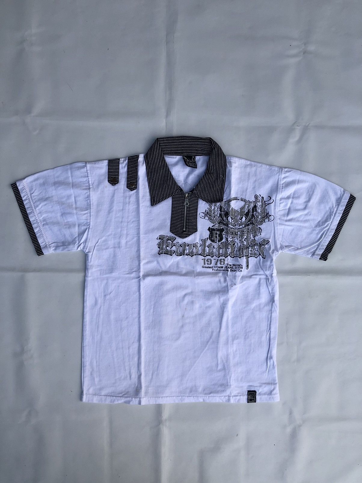 image of If Six Was Nine x Kmrii Japanese Poem Studded Q-Bozz Punk Style Tee in White, Men's (Size Medium)