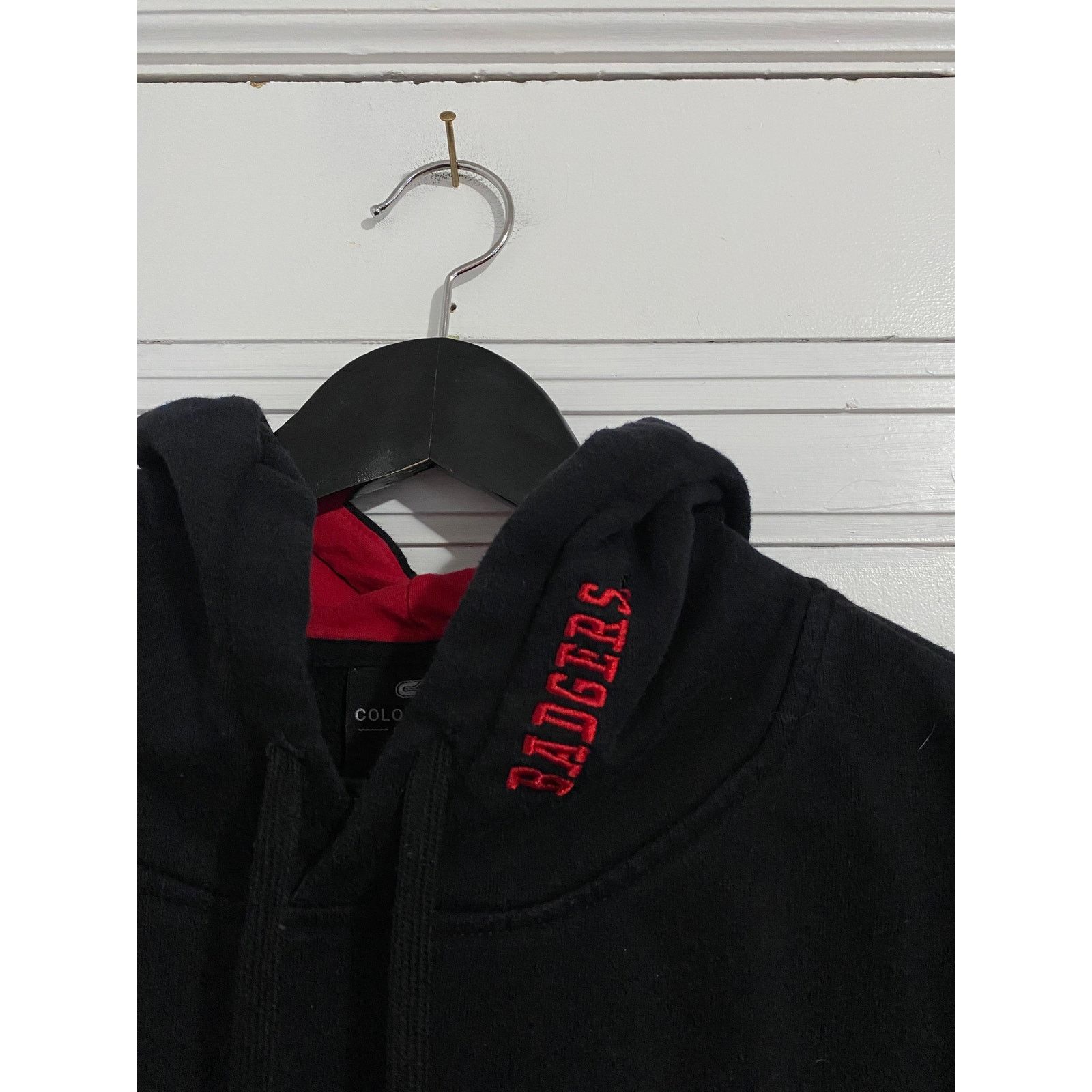 Colosseum Athletics Wisconsin Badgers Black Stitched Hoodie Sweatshirt Size M Size US M / EU 48-50 / 2 - 3 Thumbnail
