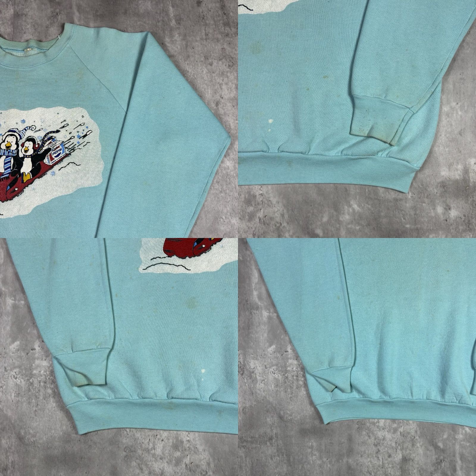 Hanes VINTAGE Pepsi Penguin Promo Art Sweatshirt Blue Logo Print Adult Medium Hanes Sweatshirt Mens Cotton Knit Pullover All Seasons Size US M / EU 48-50 / 2 - 8 Thumbnail