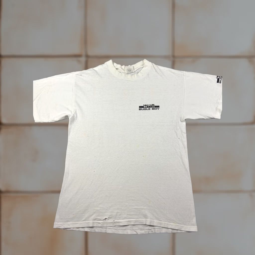 Bugle Boy VINTAGE Bugle Boy T Shirt Adult Large White Distressed Rowing USA 80s Mens Size US L / EU 52-54 / 3 - 1 Thumbnail