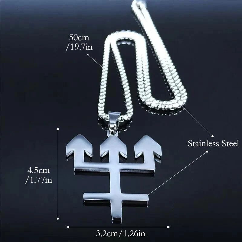 Jewelry Trident Inverted Cross Pendant Charms Necklace Emblem Size ONE SIZE - 5 Thumbnail