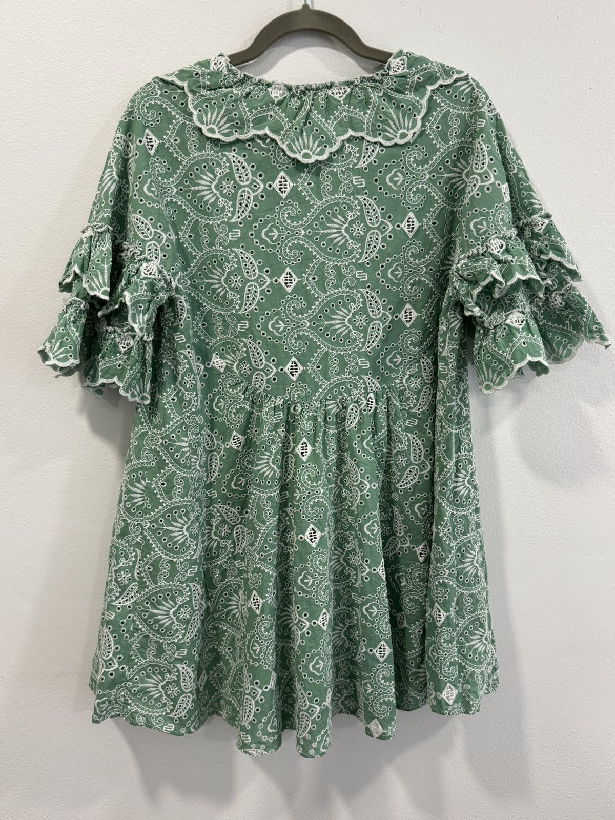 Maje Maje Embroidered Cotton Dress Green Retail $535 Size L / US 10 / IT 46 - 4 Thumbnail
