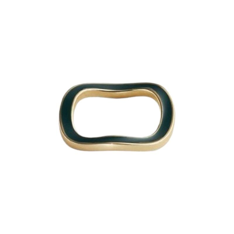 Bottega Veneta o1n1vont0325 Size: 21 / Curve Ring in Gold/Green Size ONE SIZE - 3 Thumbnail