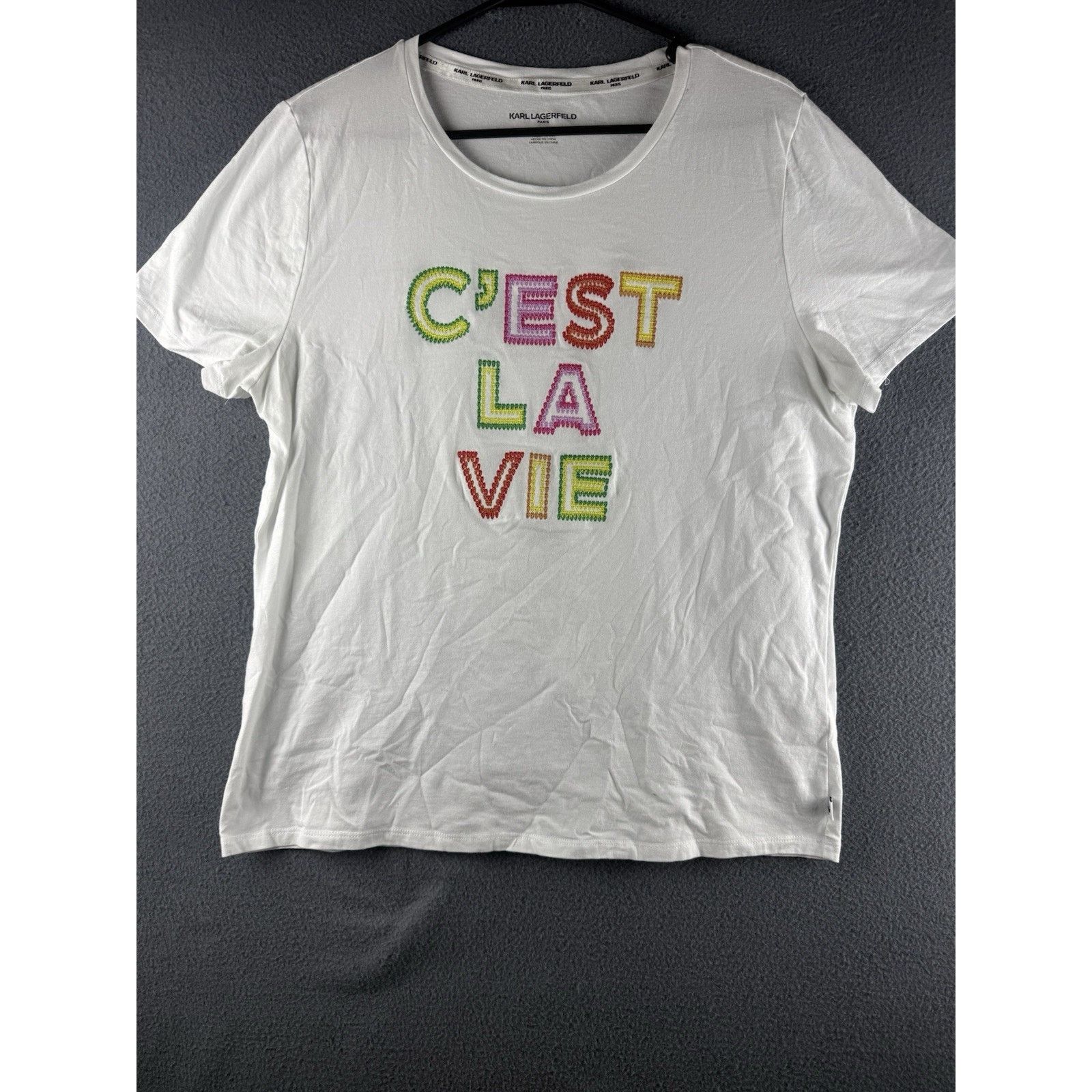 Karl Lagerfeld Karl Lagerfeld Paris C'est La Vie Embroidered Shirt White L Size L / US 10 / IT 46 - 1 Thumbnail