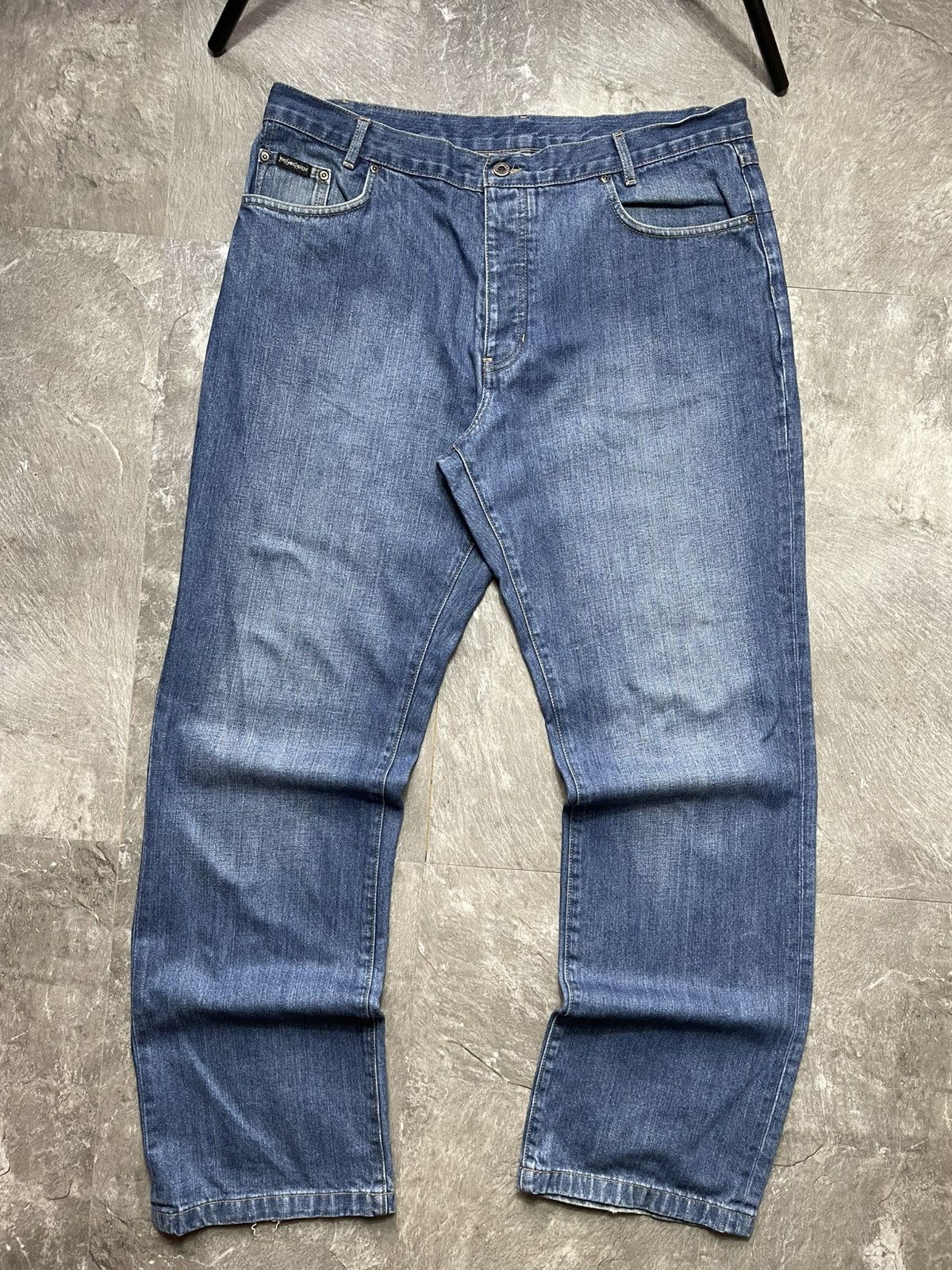 Yves Saint Laurent Yves Saint Lauren Baggy Denim Pants YSL Embroidered Logo Y2k Size US 38 / EU 54 - 5 Thumbnail