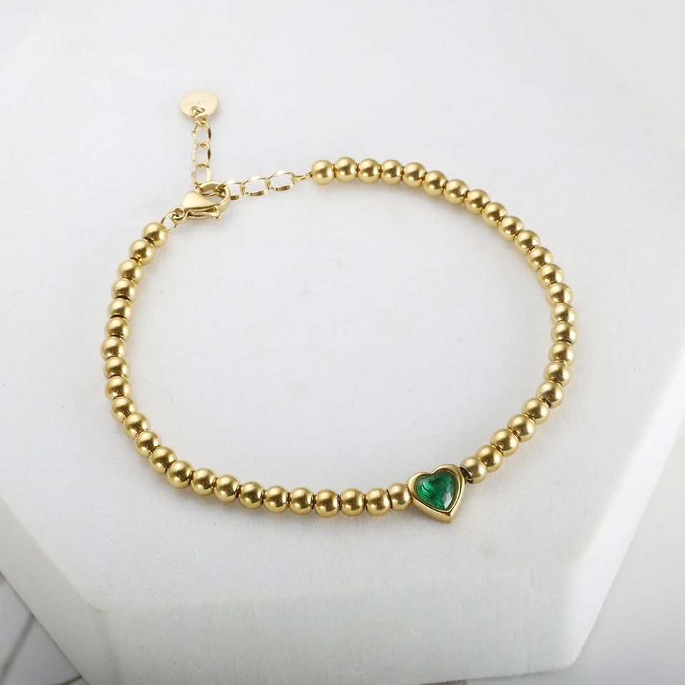Jewelry Round Bead Ball Love Crystal Inlaid Bracelet 18k Size ONE SIZE - 1 Thumbnail
