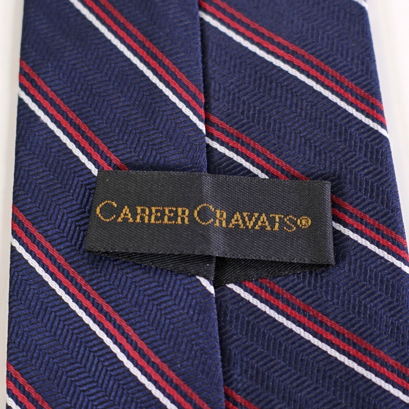 Designer Career Cravats Blue Red Striped Woven Polyester Long Tie Size ONE SIZE - 3 Thumbnail