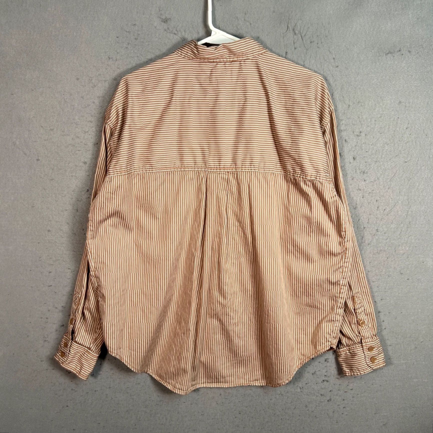 American Eagle Outfitters American Eagle Shirt Womens Size Small Striped Button-Down Brown Long Sleeve Size S / US 4 / IT 40 - 2 Thumbnail