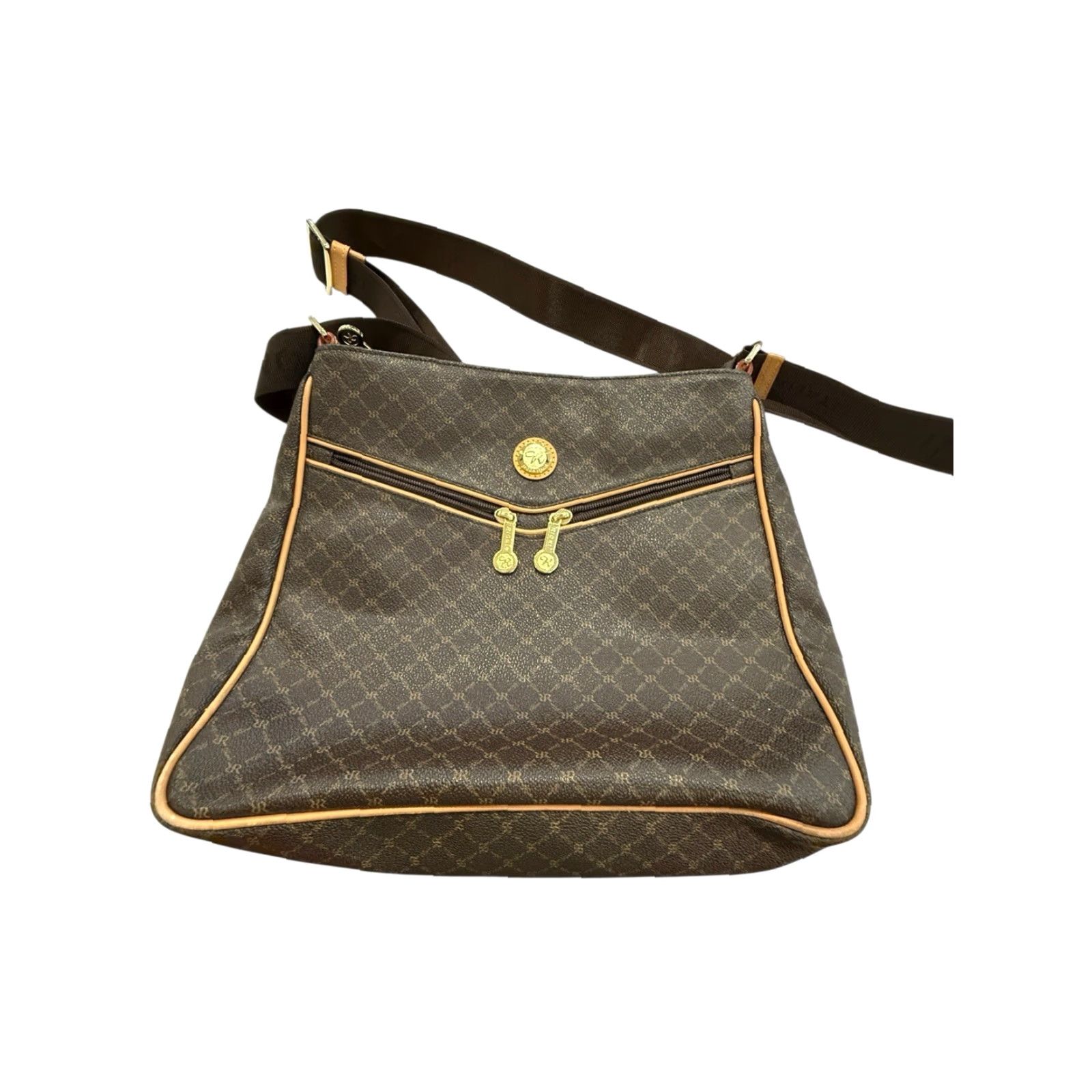 Brioni RIONI Aletta Daily Messenger Crossbody Bag Brown Signature Monogram EUC Purse Handbag Size ONE SIZE - 3 Thumbnail
