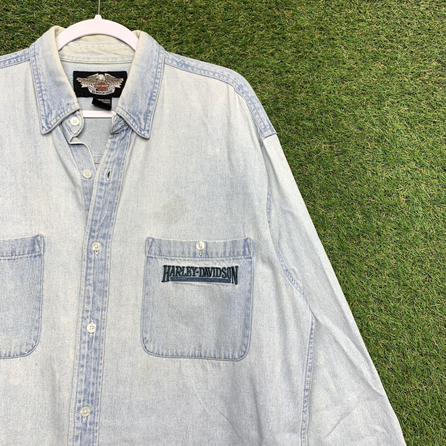Harley Davidson Harley-Davidson Men's Denim Shirt Large Long Sleeve Casual Motorcycle Biker Classic Button-Up Size US L / EU 52-54 / 3 - 2 Thumbnail