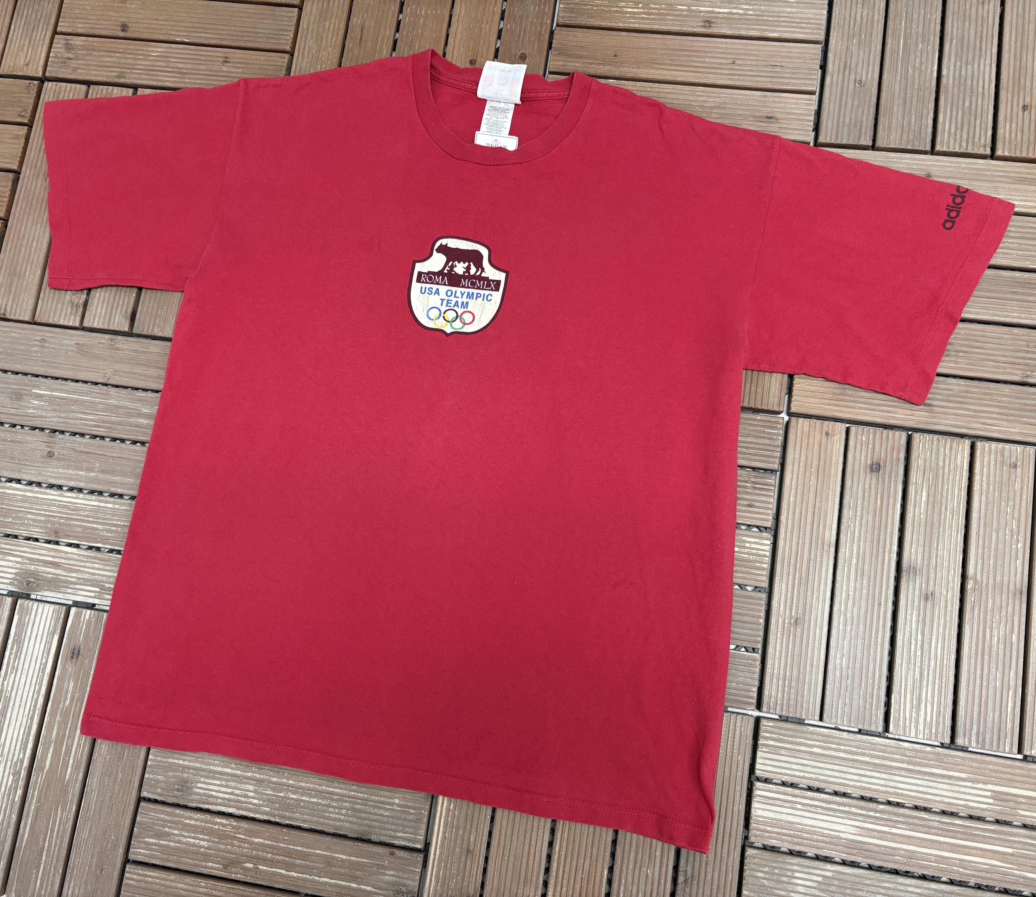 Adidas USA Olympic Team Roma MCMLX Vintage Red T-Shirt Tee Size US XL / EU 56 / 4 - 3 Thumbnail