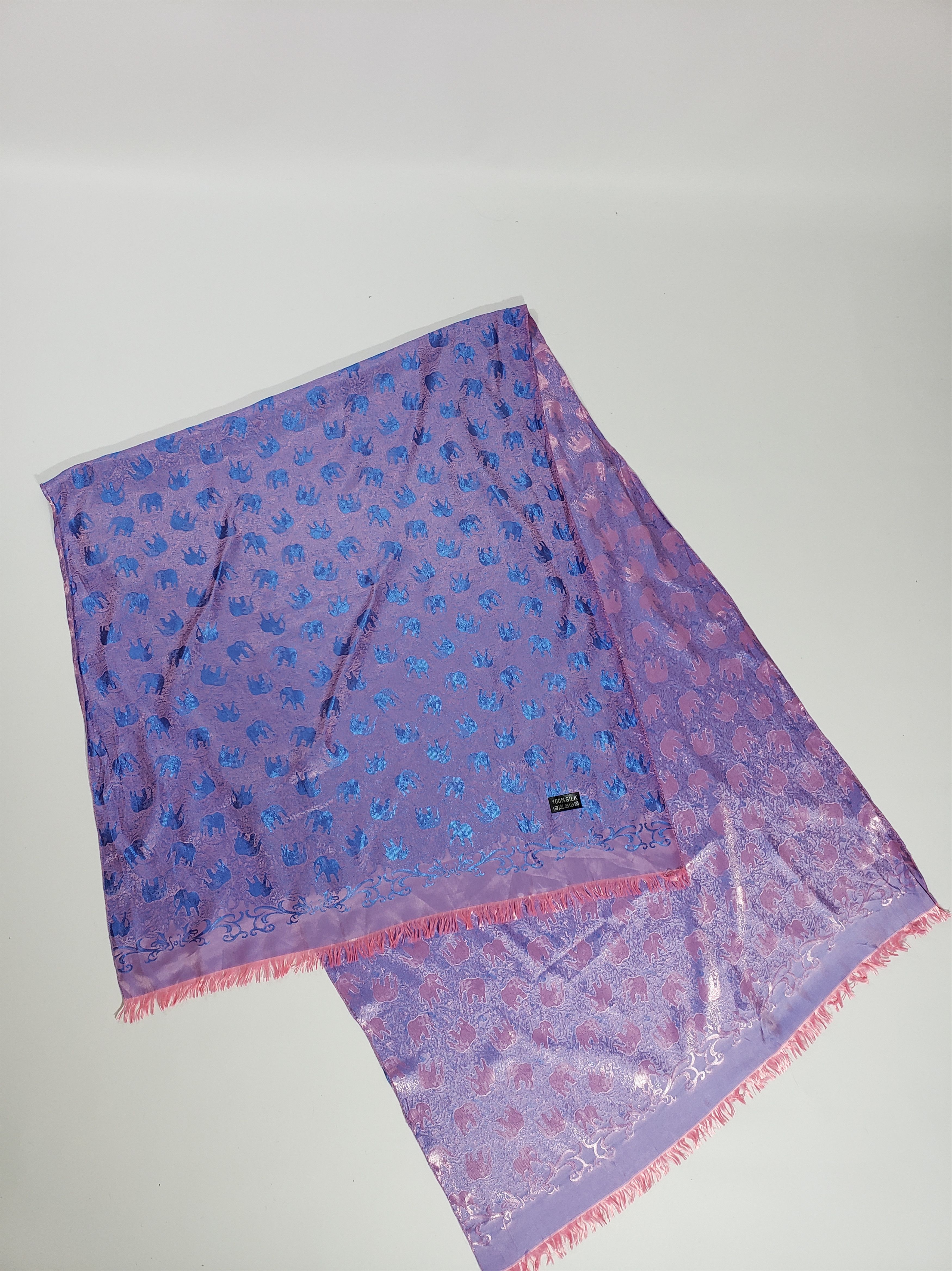 Other 100% Silk Scarf ELEPHANTS violet Size ONE SIZE - 6 Thumbnail