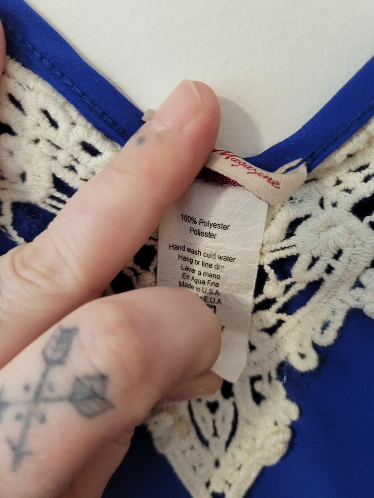Other Blue Sleeveless Top with Cream Crochet Detail Size M / US 6-8 / IT 42-44 - 4 Thumbnail