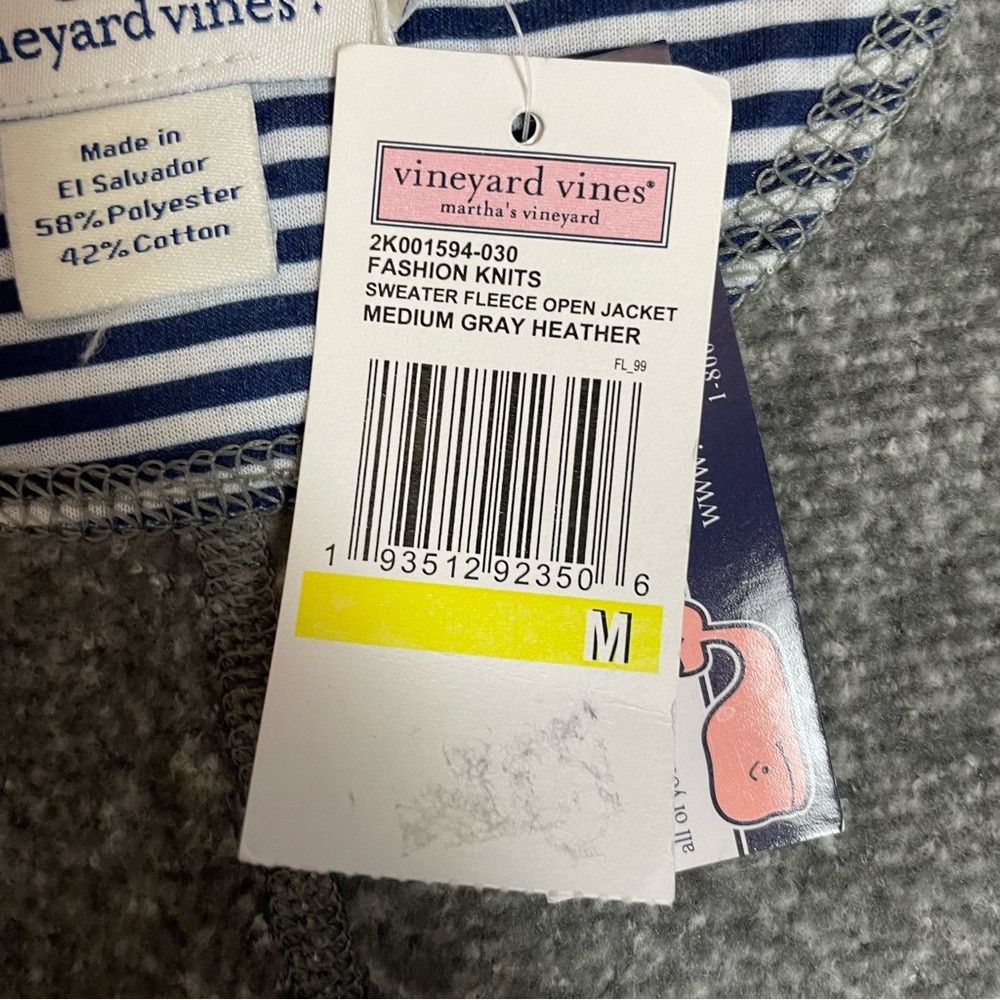 Vineyard Vines NWT New Vineyard Vines Grey Sweater Fleece Open Jacket Size Size M / US 6-8 / IT 42-44 - 6 Thumbnail