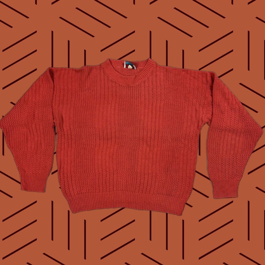 Pinko VINTAGE Weekends Knit Pullover Sweater M Salmon Pink Striped 90s Mens USA Size US M / EU 48-50 / 2 - 1 Thumbnail