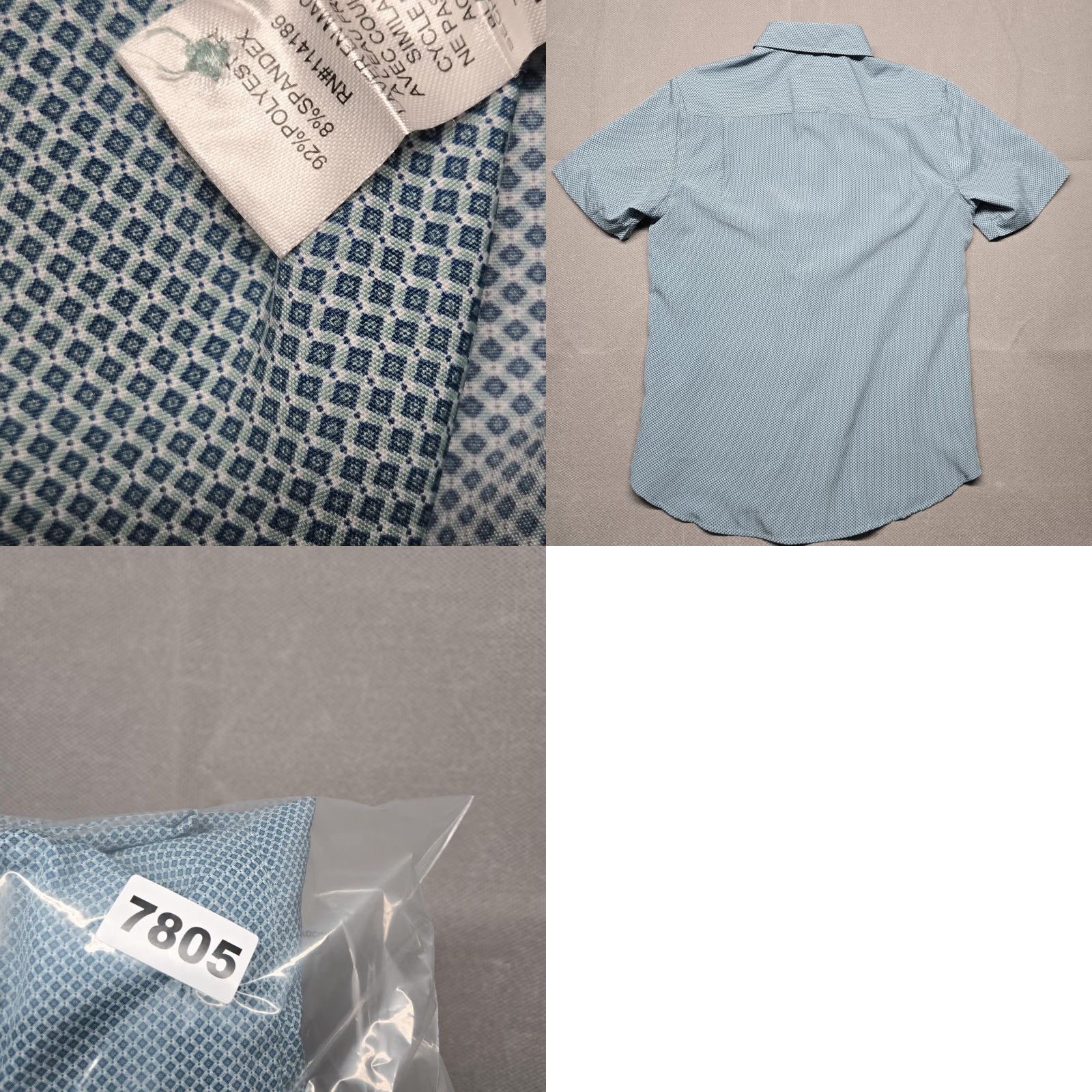 Vintage Thomas Sterling Shirt Mens Medium Blue Geometric Short Sleeve Button Up Stretch Size US M / EU 48-50 / 2 - 9 Thumbnail