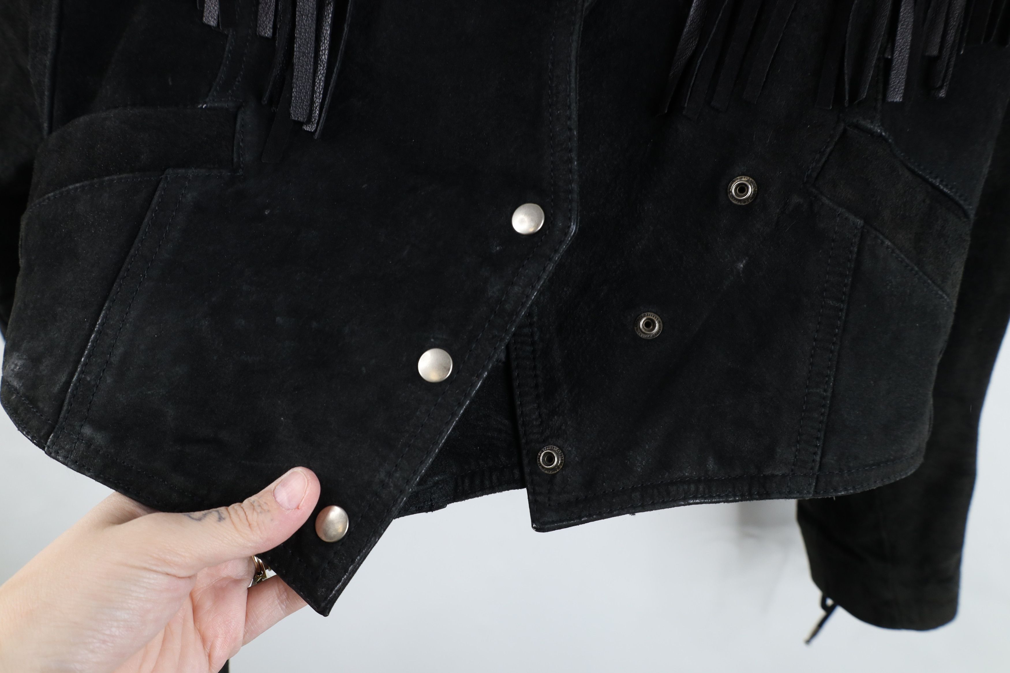 Vintage Vintage 90s Streetwear Western Suede Leather Jacket Black Size M / US 6-8 / IT 42-44 - 12 Thumbnail