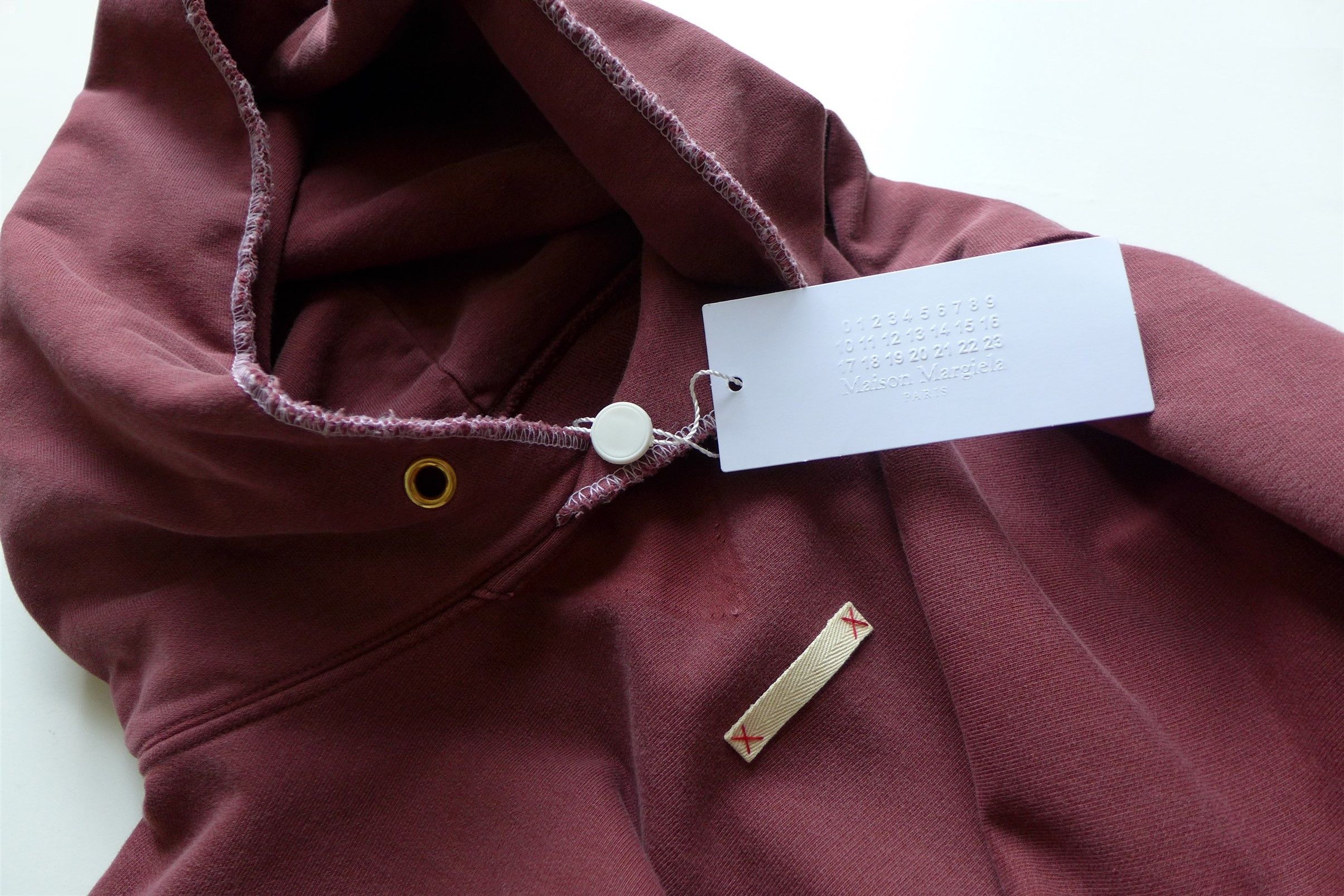 Maison Margiela Margiela Name Tag Hoodie - Washed Burgundy Cotton Size US S / EU 44-46 / 1 - 6 Thumbnail
