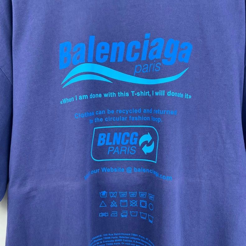 Balenciaga Balenciaga Blue eco-friendly lettering slogan short sleeve Size US S / EU 44-46 / 1 - 5 Thumbnail