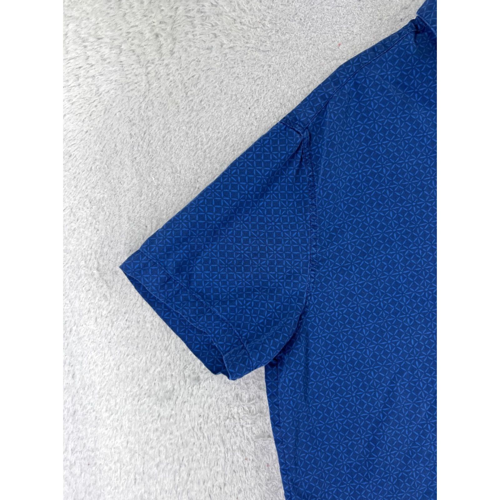Nat Nast Nat Nast Shirt Mens XL Blue Silk Button-Up Short Sleeve Geometric Pattern Nat Nast Luxury Originals Size US XL / EU 56 / 4 - 3 Thumbnail
