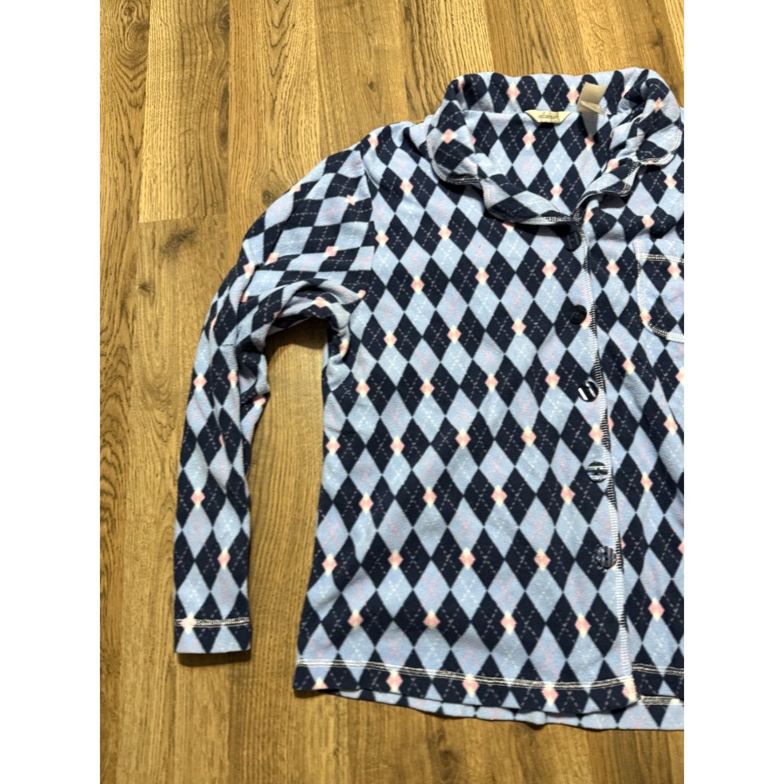 Vintage Adonnna Shirt Women's Large Blue White Pink Button Up Sleepwear Pajama Top Size L / US 10 / IT 46 - 3 Thumbnail
