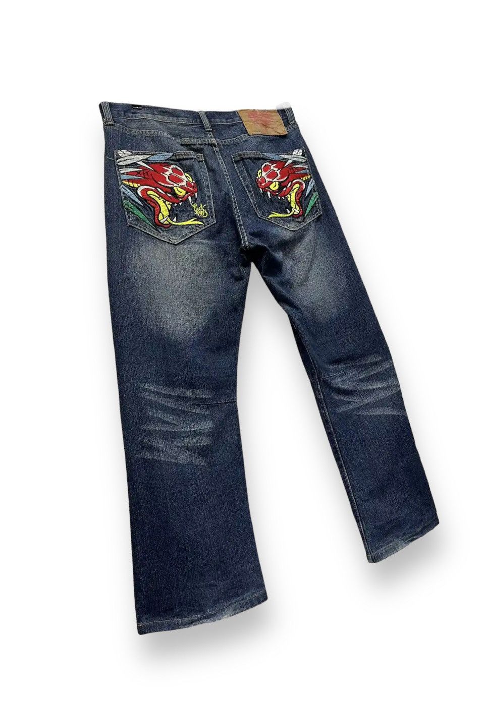 Ed Hardy 💥VERY RARE🔥ED HARDY Snake & Dragon Embroidered Tattoo Wear Size US 33 - 5 Thumbnail