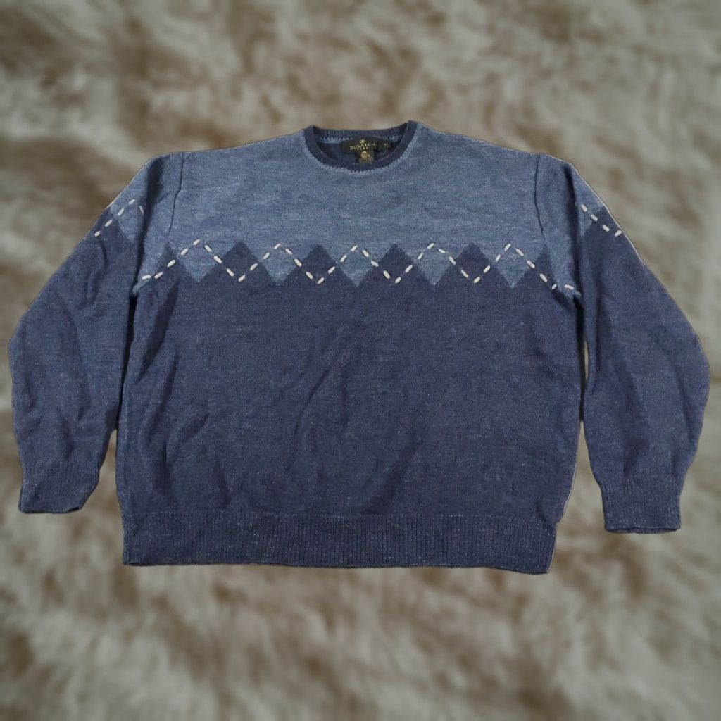 BUGATCHI BUGATCHI Mens Sweater XL Blue Wool Crew Neck Pullover Sweatshirt Size US XL / EU 56 / 4 - 1 Thumbnail