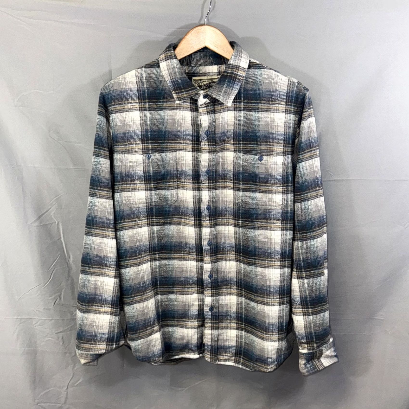 Schott Schott Bros Shirt Mens Large Blue Plaid Flannel Button Down Long Sleeve 6H2135 Size US L / EU 52-54 / 3 - 2 Thumbnail
