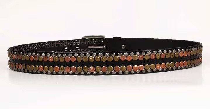 Japanese Brand × Vintage Round Rivet Studded Genuine Cowskin Leather Belt Size ONE SIZE - 4 Thumbnail