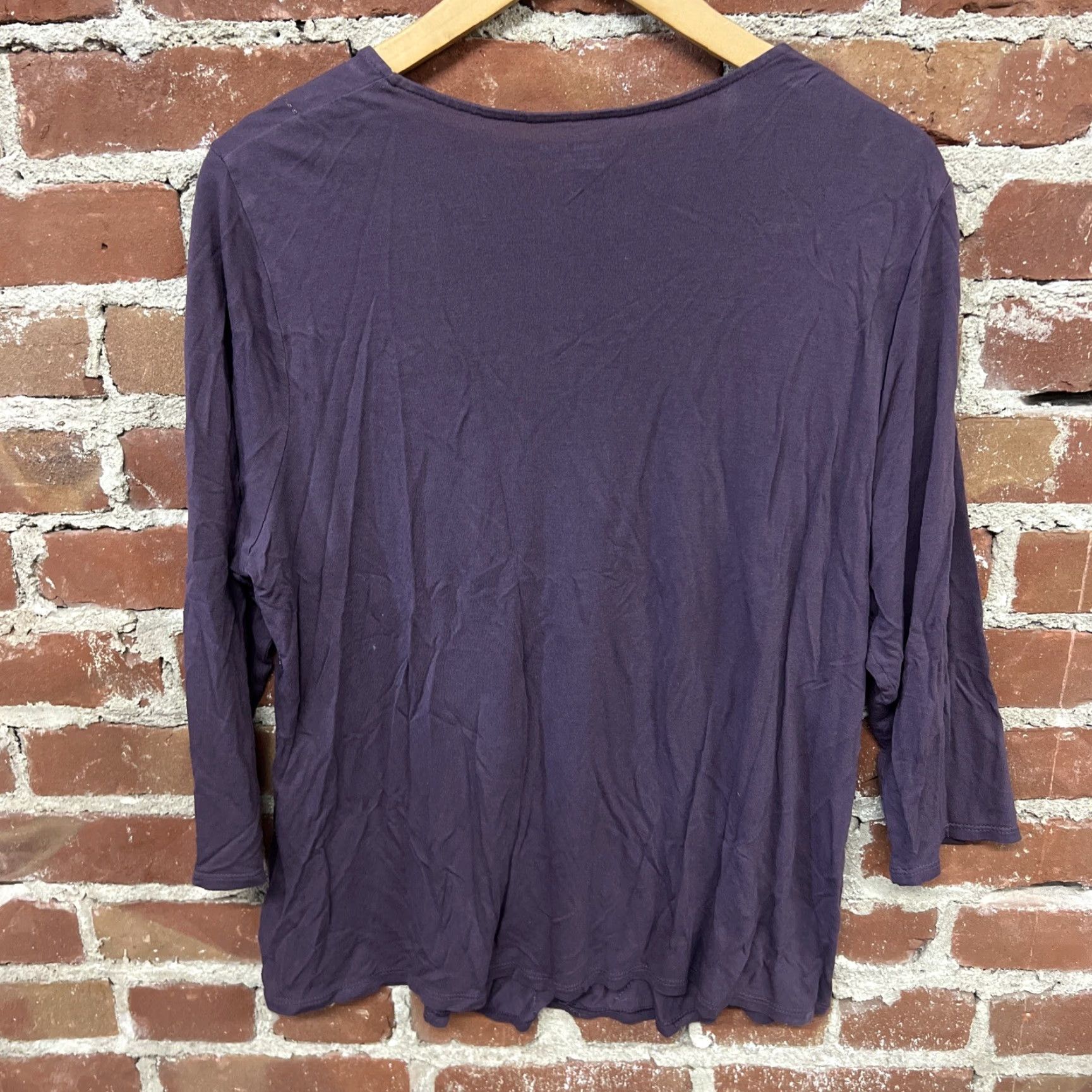 Coldwater Creek VINTAGE Coldwater Creek Shirt Top Purple 1X Plus Size Viscose Blouse Long Sleeve V-Neck Women's Size XL / US 12-14 / IT 48-50 - 3 Thumbnail