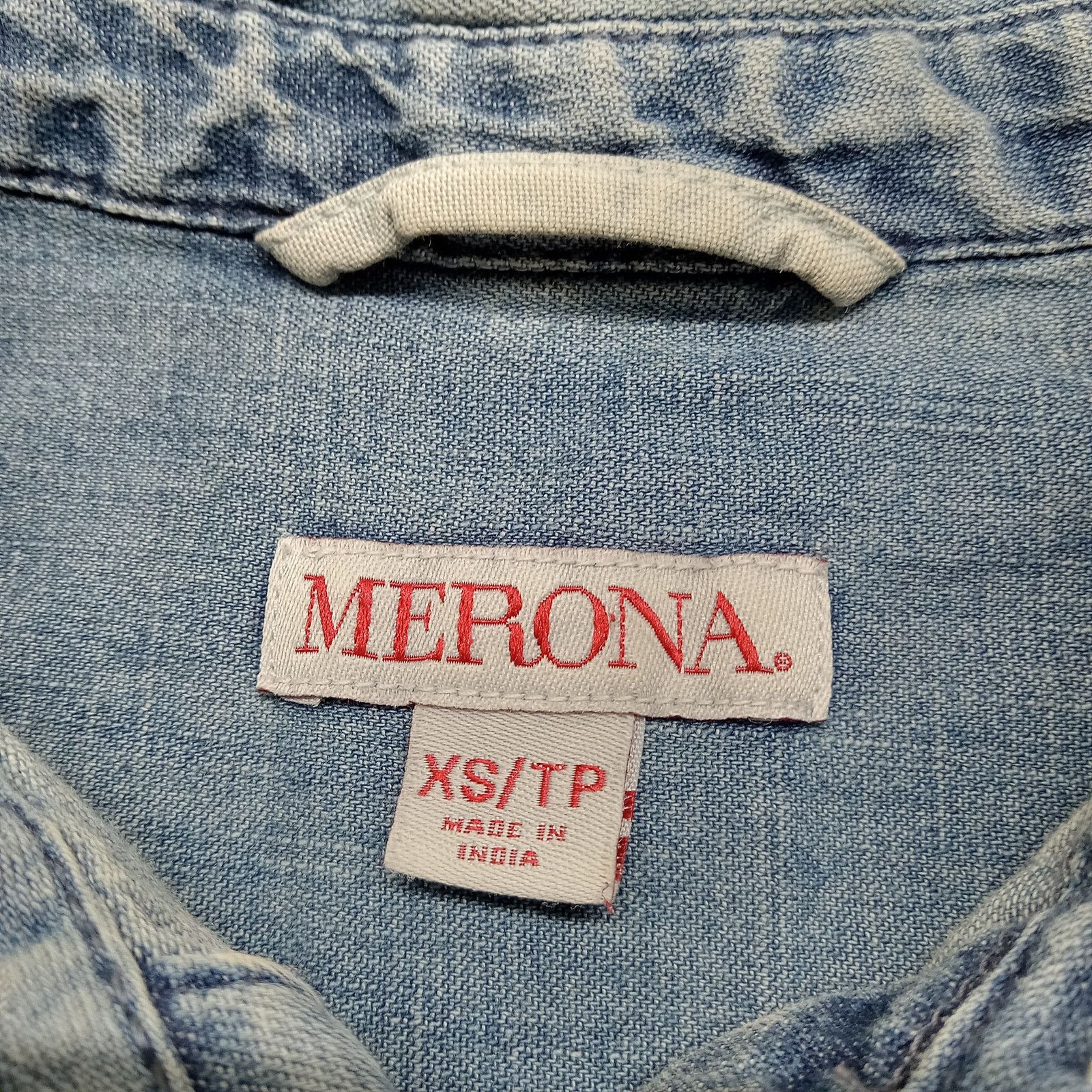 Merona Merona Chambray Denim Shirt XS Women's Long Sleeve Cotton Size XS / US 0-2 / IT 36-38 - 3 Thumbnail