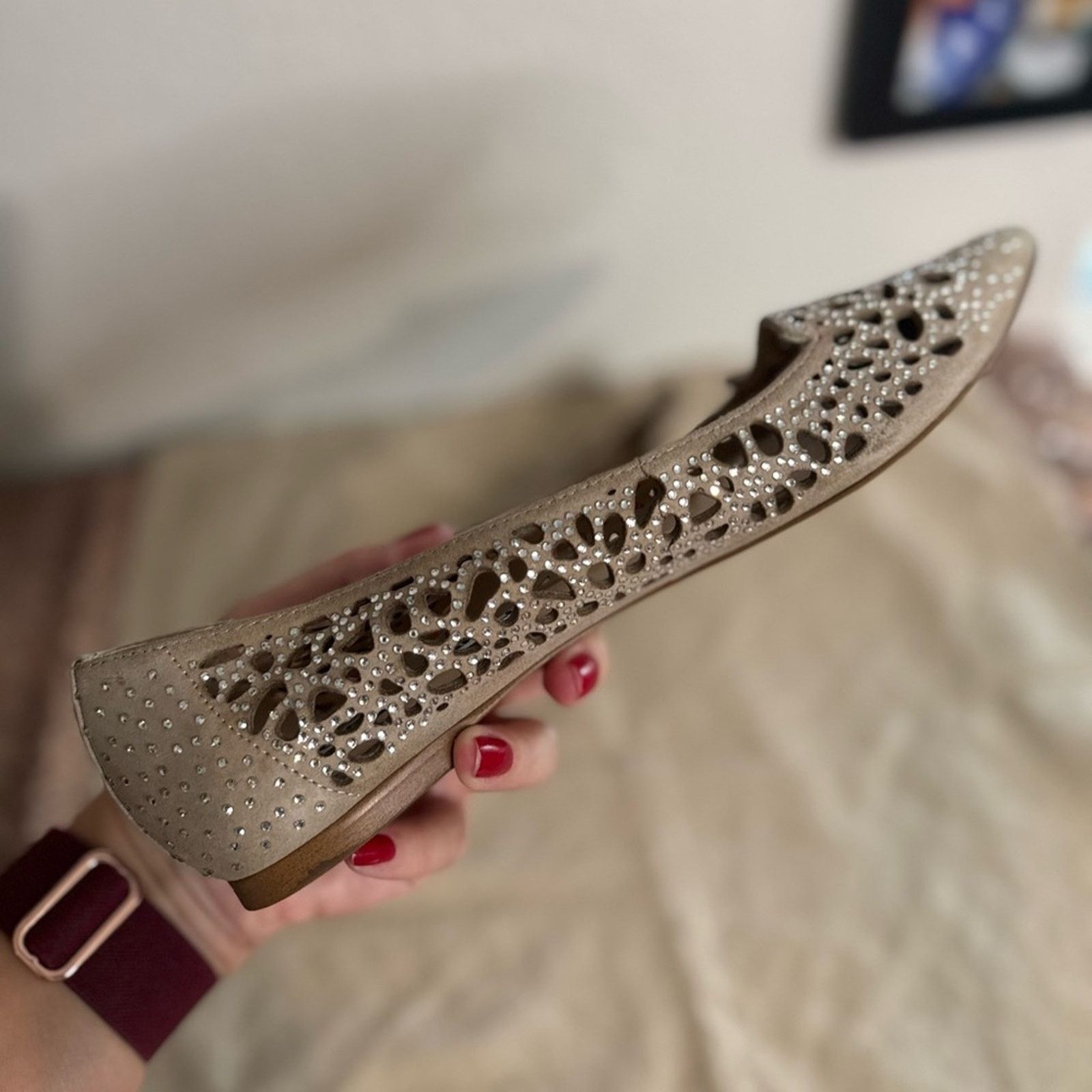 Karl Lagerfeld KARL LAGERFELD Paris: The Nina Diamond Studded Slip-On Flats Size US 7 / IT 37 - 13 Thumbnail