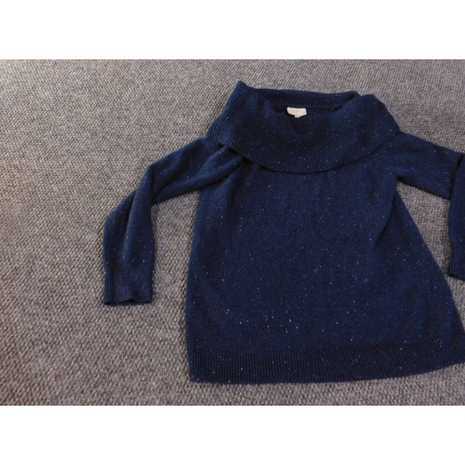 Loft LOFT Sweater Pullover Knit Cowl Neck Long Sleeve Blue Cotton Polyester Spandex Womens Large Stretch Regular Fall Winter Spring Casual Designer Modern Size L / US 10 / IT 46 - 4 Thumbnail