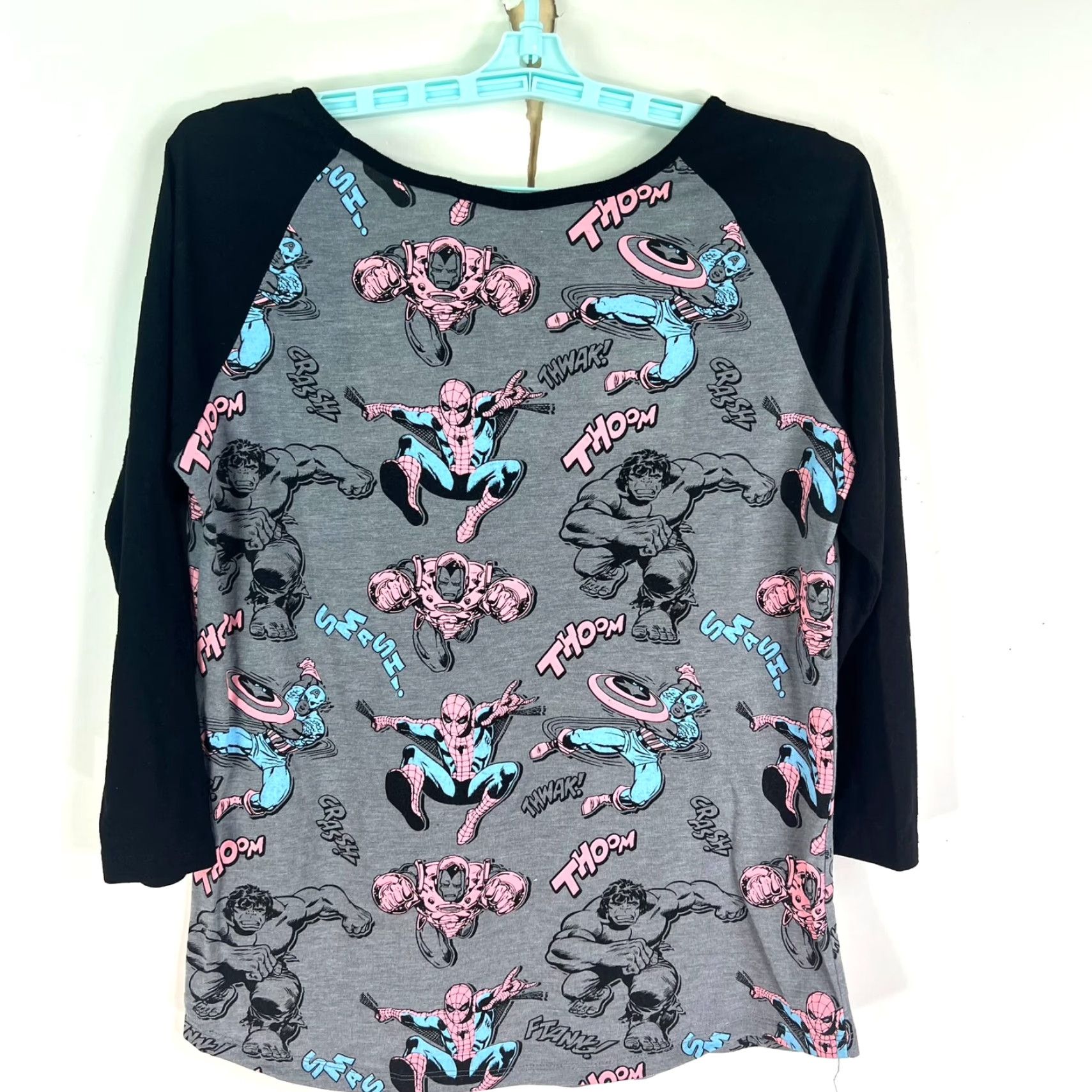 Vintage Marvel Shirt Womens L Gray Crop Top T-Shirt Raglan Captain America Spider-Man Iron Man Size L / US 10 / IT 46 - 5 Thumbnail