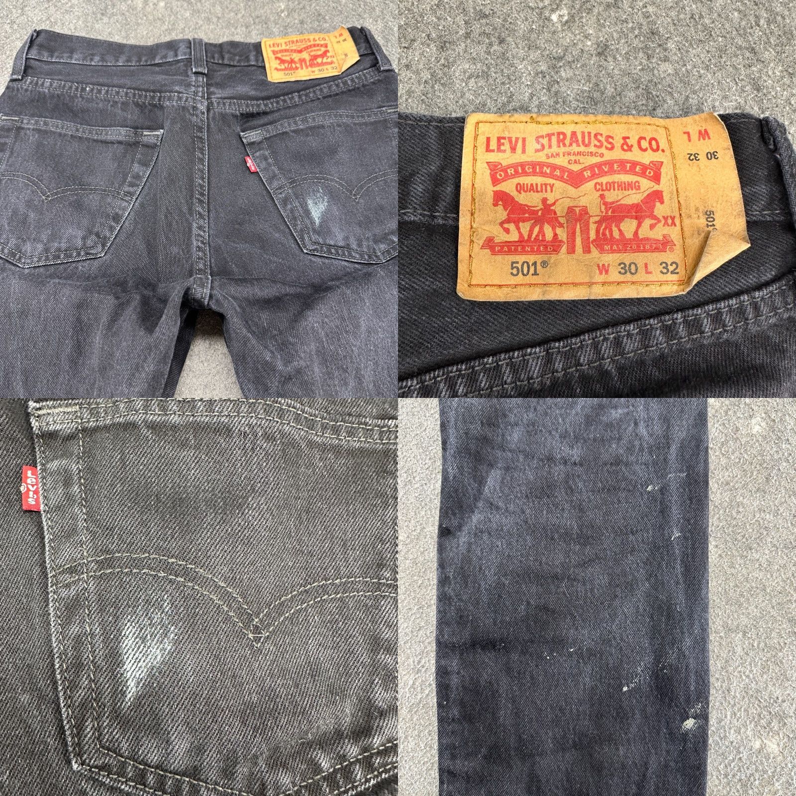 Levi's Levi's 501 Jeans Mens 30x32 Black Dark Wash Straight Leg Regular Fit Button Fly 5-Pocket Denim Cotton Spring Fall Winter Summer Mens Regular Jeans Size US 30 / EU 46 - 8 Thumbnail