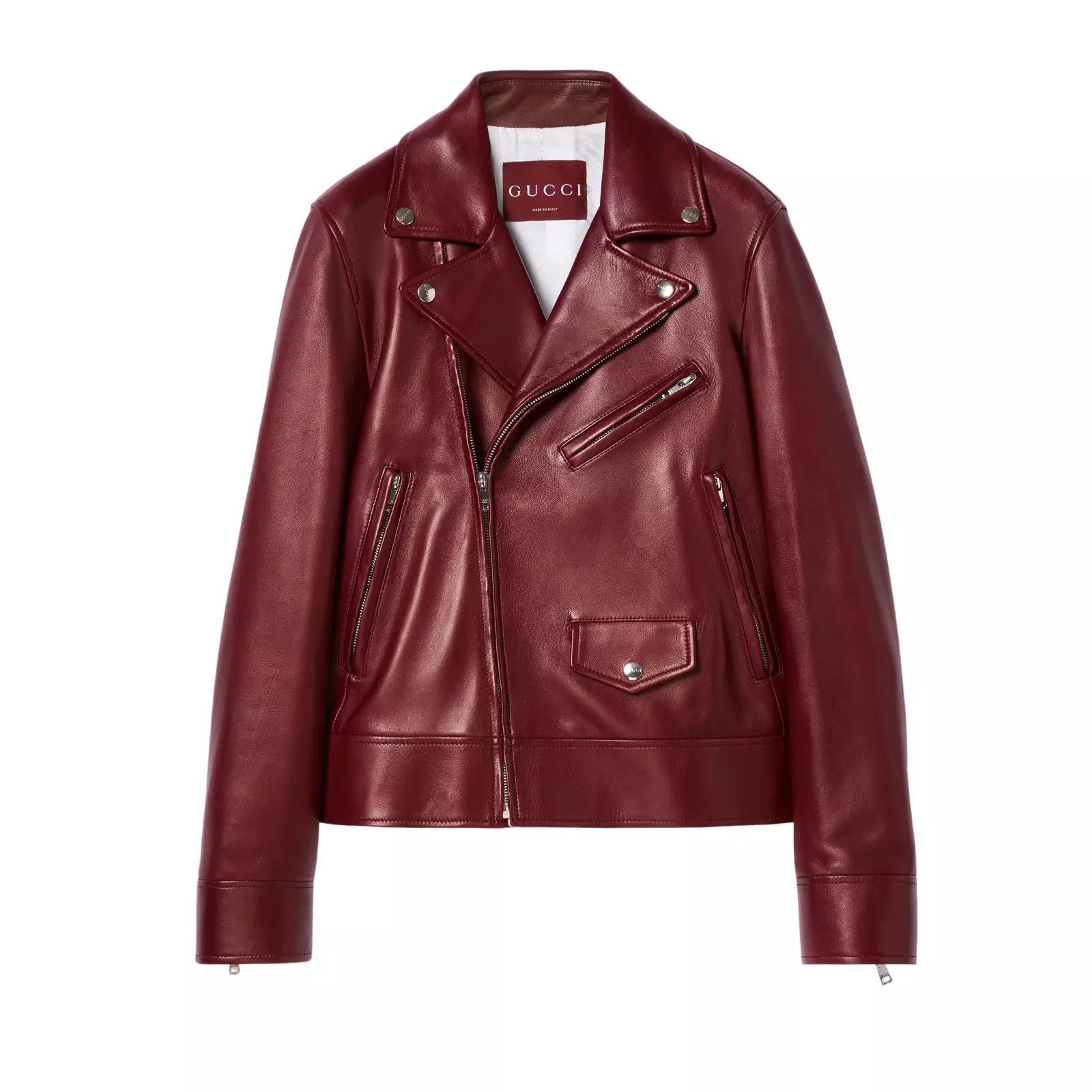 GUCCI $7400 Rosso Ancora Red Leather Biker Jacket NWT