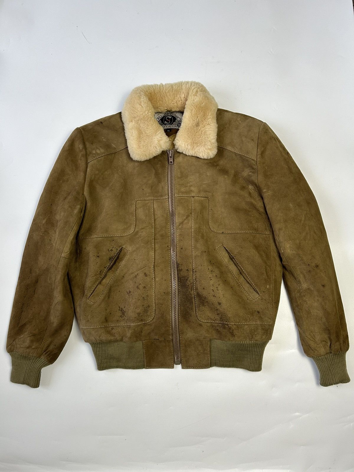 Japanese Brand KEY STATION 88 FASHION STORE SUEDED BOMBER JACKET Size US XL / EU 56 / 4 - 1 Thumbnail
