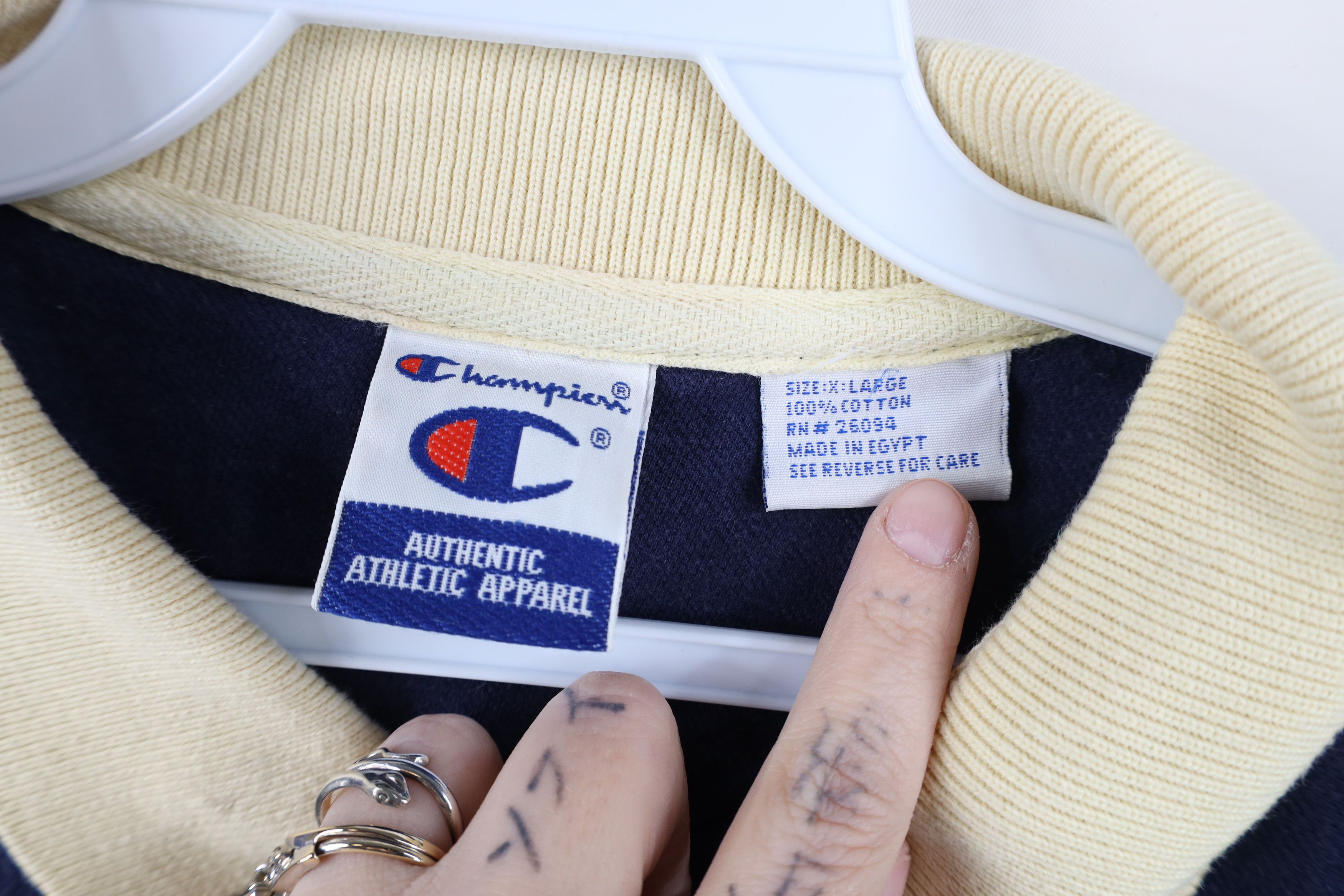 Champion Vintage 90s Champion Notre Dame University Polo Shirt Blue Size US L / EU 52-54 / 3 - 9 Thumbnail